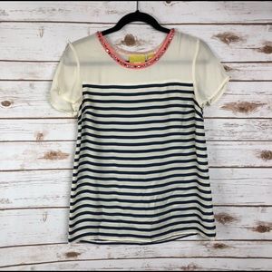 Anthropologie Maeve Jeweled Collar Top